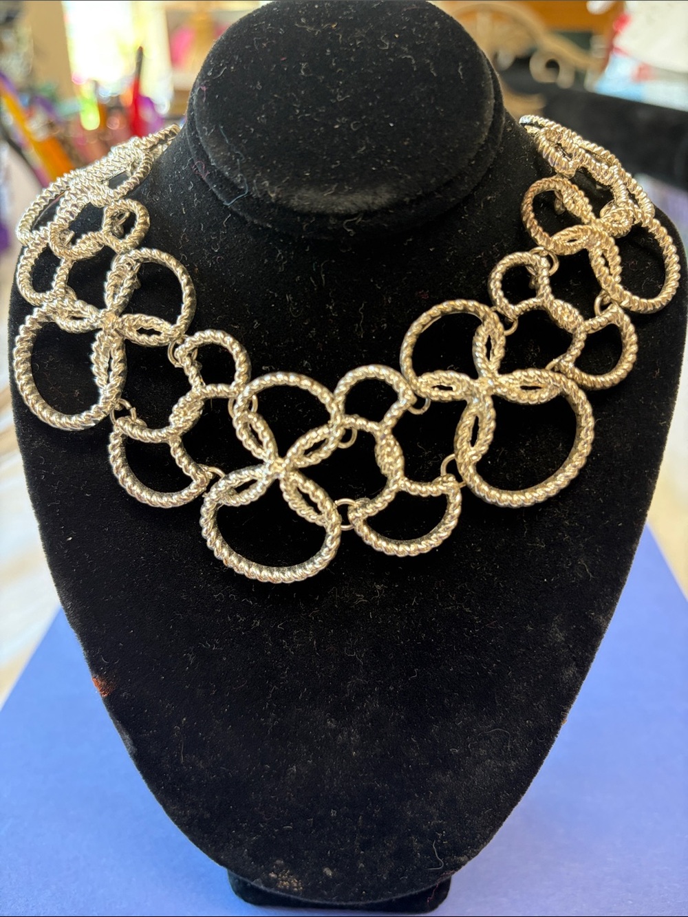 Silver-Tone Interlocking Circle Statement Necklace - Women Jewelry